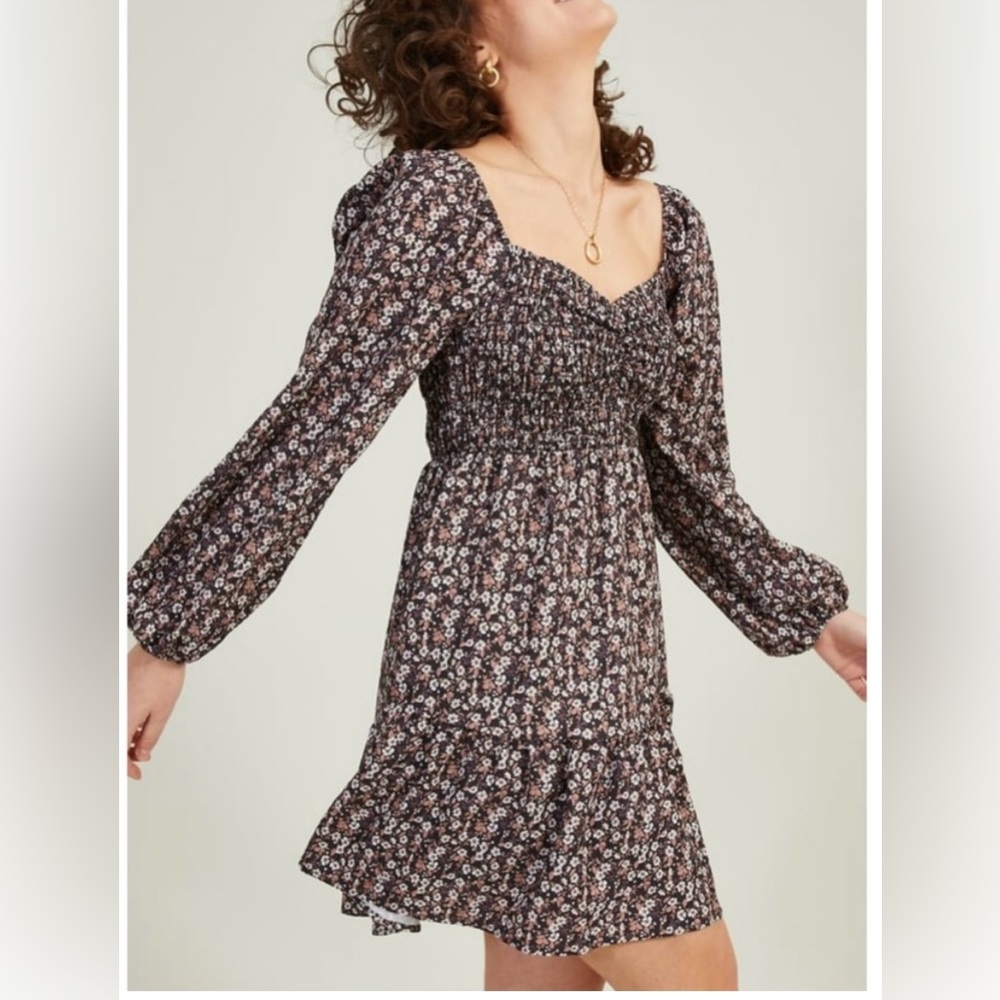 Altar'd State Black Floral Midi Dress